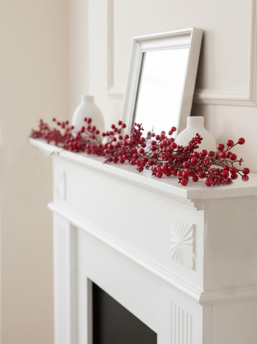 Yılbaşı Dekor Süsleri Kokina Berry Mini Meyve Detaylı Garland 150 cm
