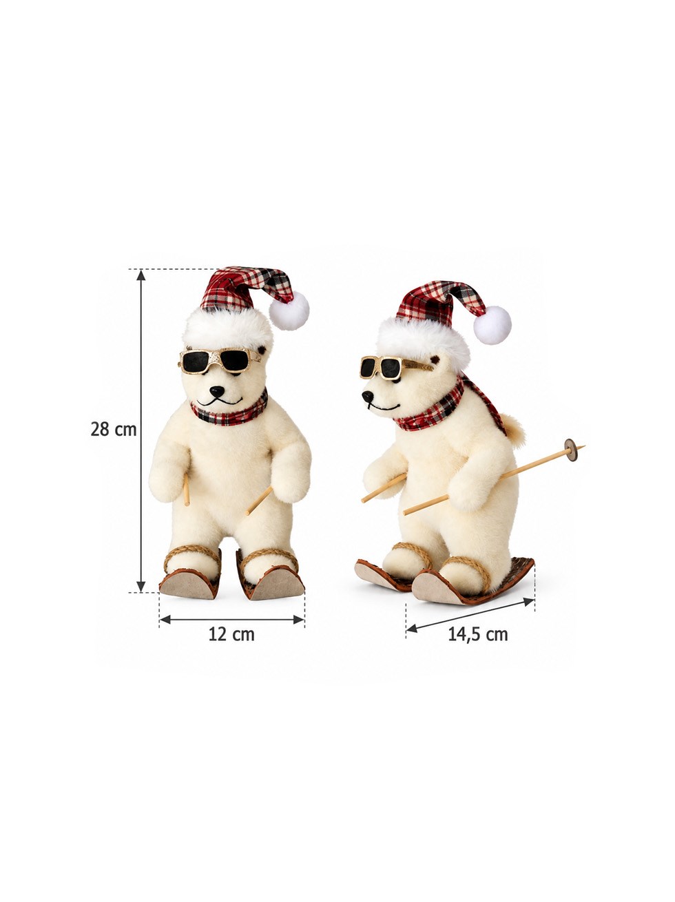Yılbaşı Dekoru Kayak Yapan Ayı 28 cm – Dekoratif Masaüstü Süsü