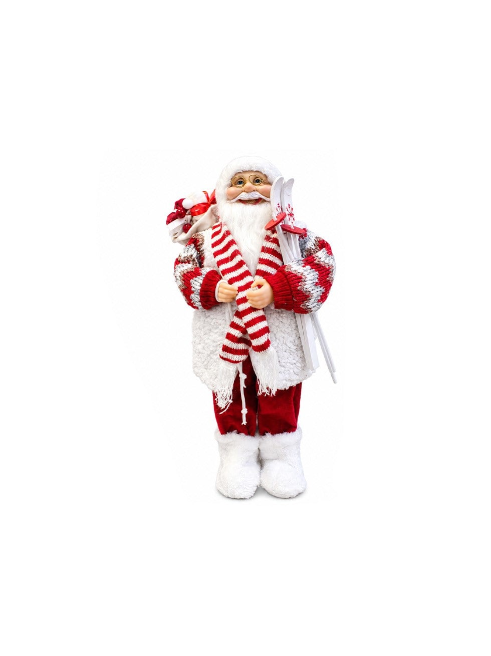 Yılbaşı Dekoru Kayaklı Noel Baba 45 cm – Kırmızı Beyaz Dekoratif Figür