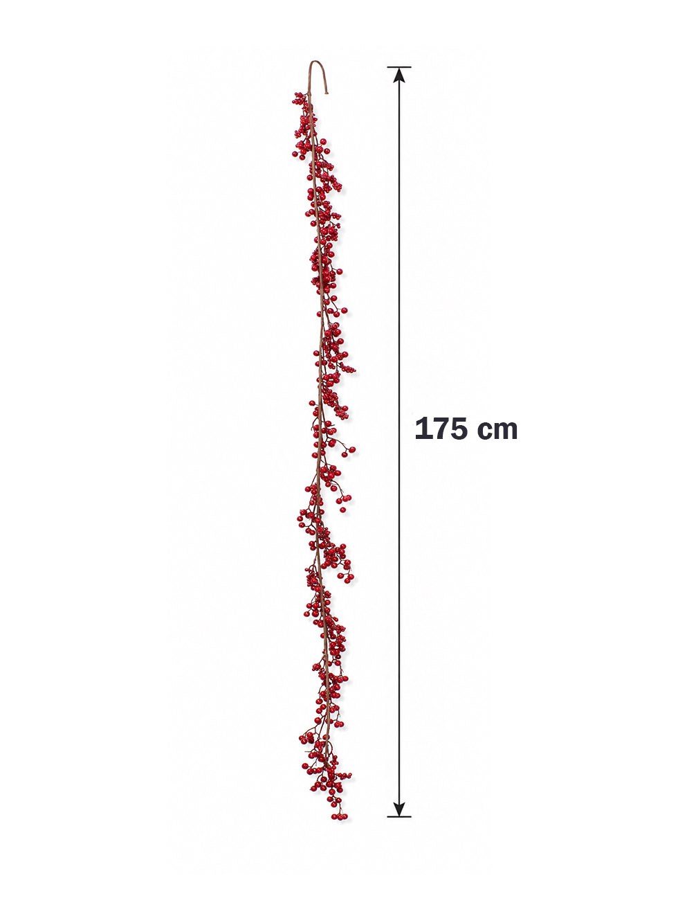 Yılbaşı Dekoru Kırmızı Kokina Berry Garland 175 cm – Dekoratif Kapı ve Şömine Süsü
