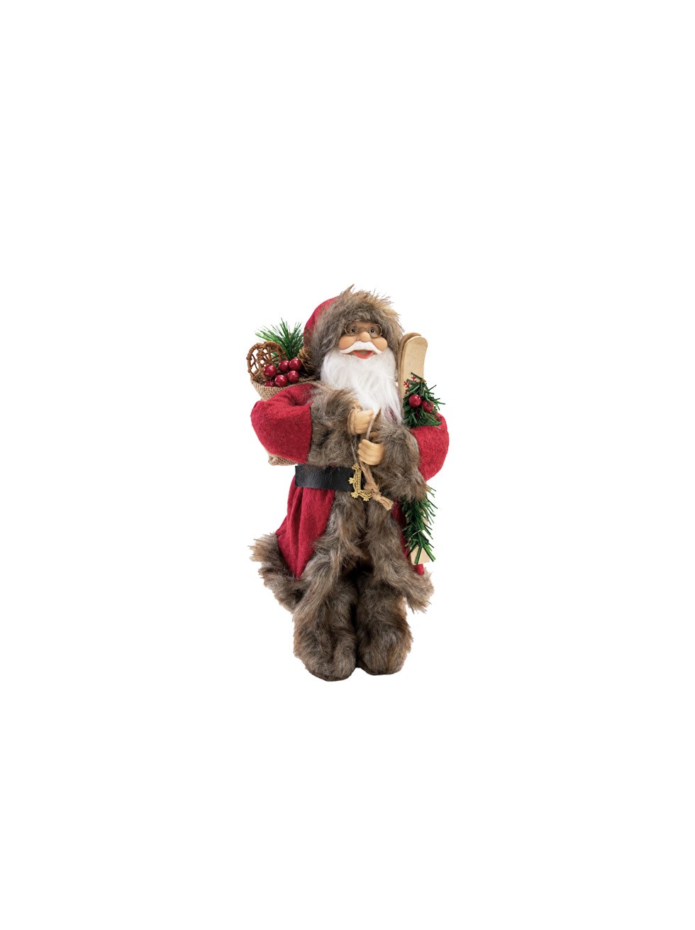 Yılbaşı Dekoru Kürklü Noel Baba 30 cm – Rustik Yılbaşı Süsü