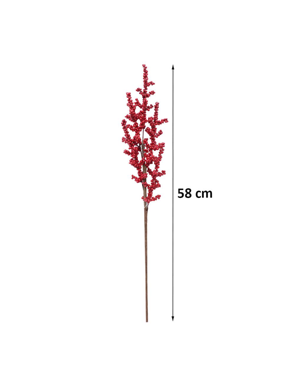 Yılbaşı Dekoru Minik Meyveli Kokina Berry Yapay Dal Kırmızı 58 cm 
