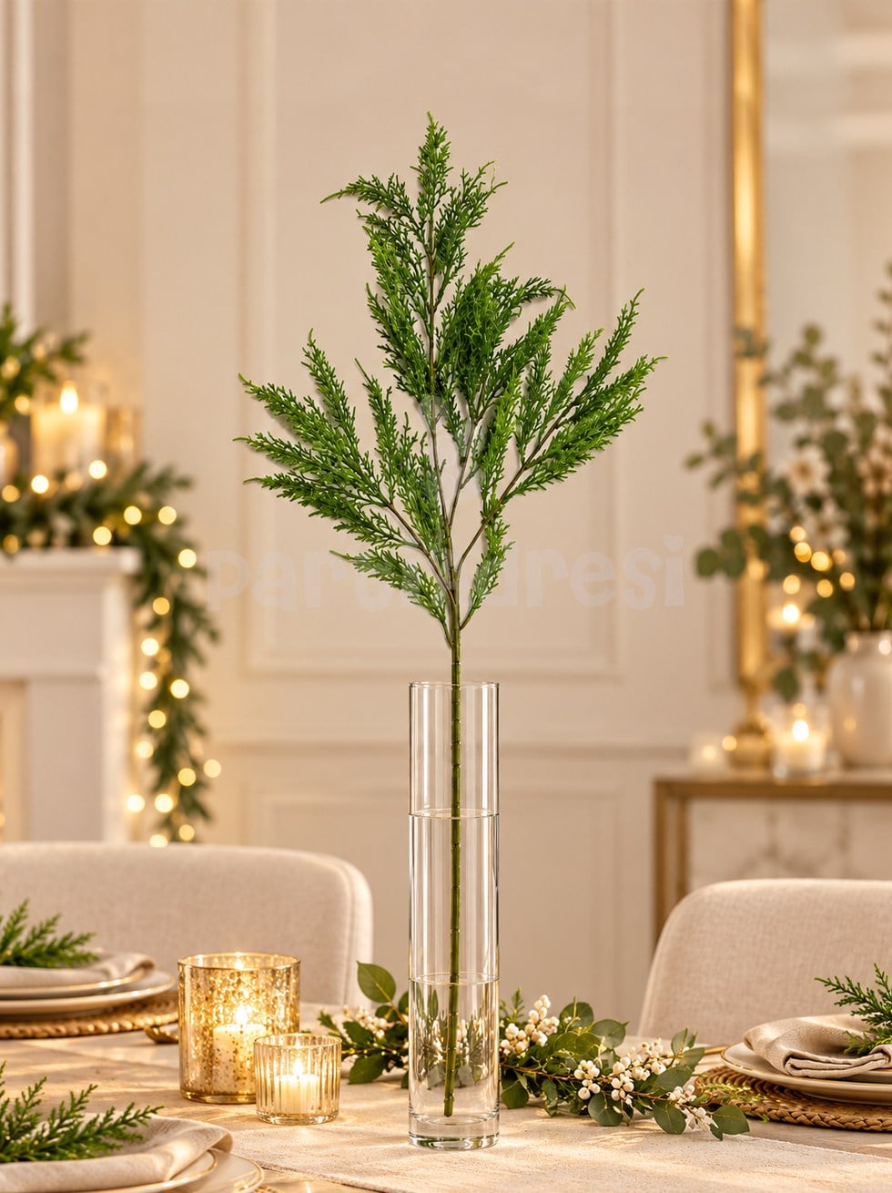 Yılbaşı Dekoru Yapay Yeşil Selvi Çam Dalı 80 cm – Dekoratif Vazo ve Ağaç Süsü