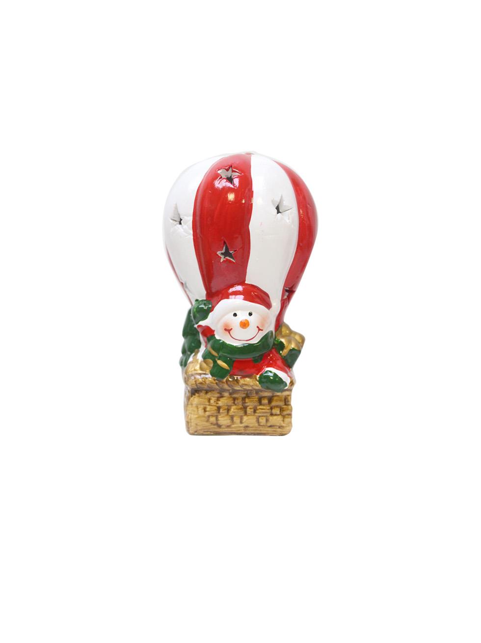 Yılbaşı Hediyelik Seramik Dekor Süsü Işıklı Noel Baba Biblo 13 cm