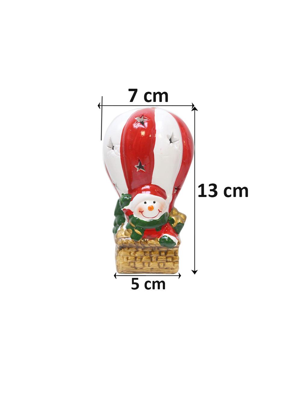 Yılbaşı Hediyelik Seramik Dekor Süsü Işıklı Noel Baba Biblo 13 cm
