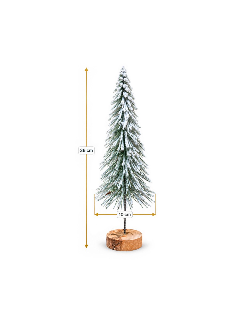 YIlbaşı Karlı Mini Çam Ağacı 36 cm Doğal Kütük Tabanlı Dekoratif Süs Ağaç