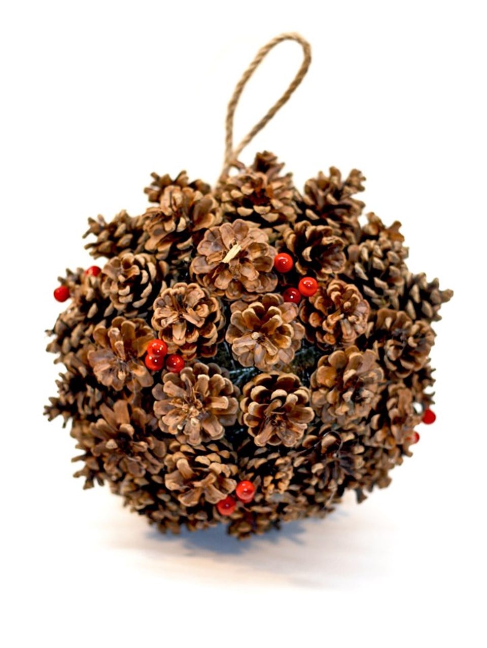 Yılbaşı Ağaç Süsü Natürel Kozalak Top Berryli 25 cm
