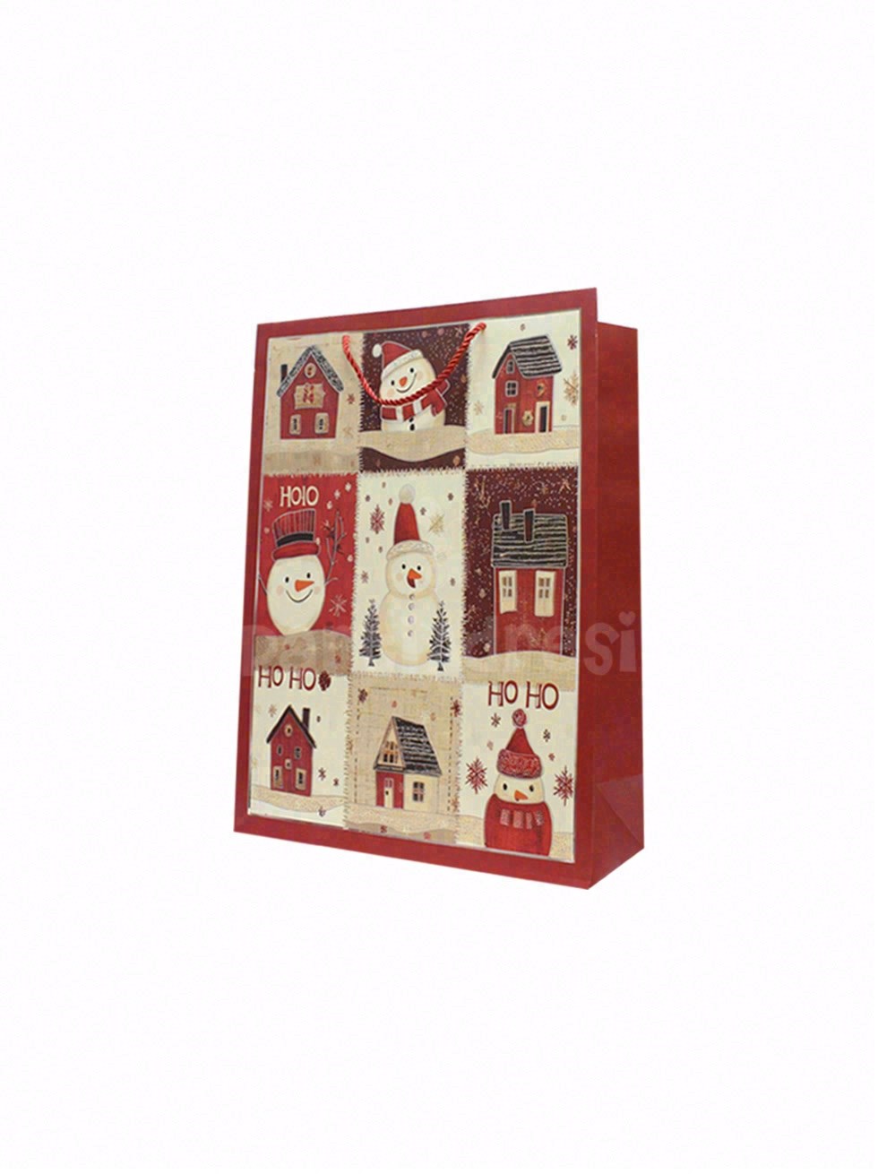 Yılbaşı Temalı Karton Hediye Çantası – Kardan Adam Motifli 30x40x12 cm