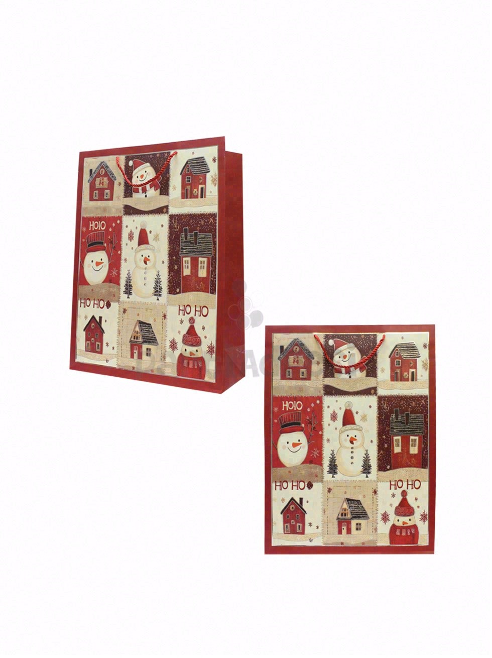 Yılbaşı Temalı Karton Hediye Çantası – Kardan Adam Motifli 26x32x10 cm