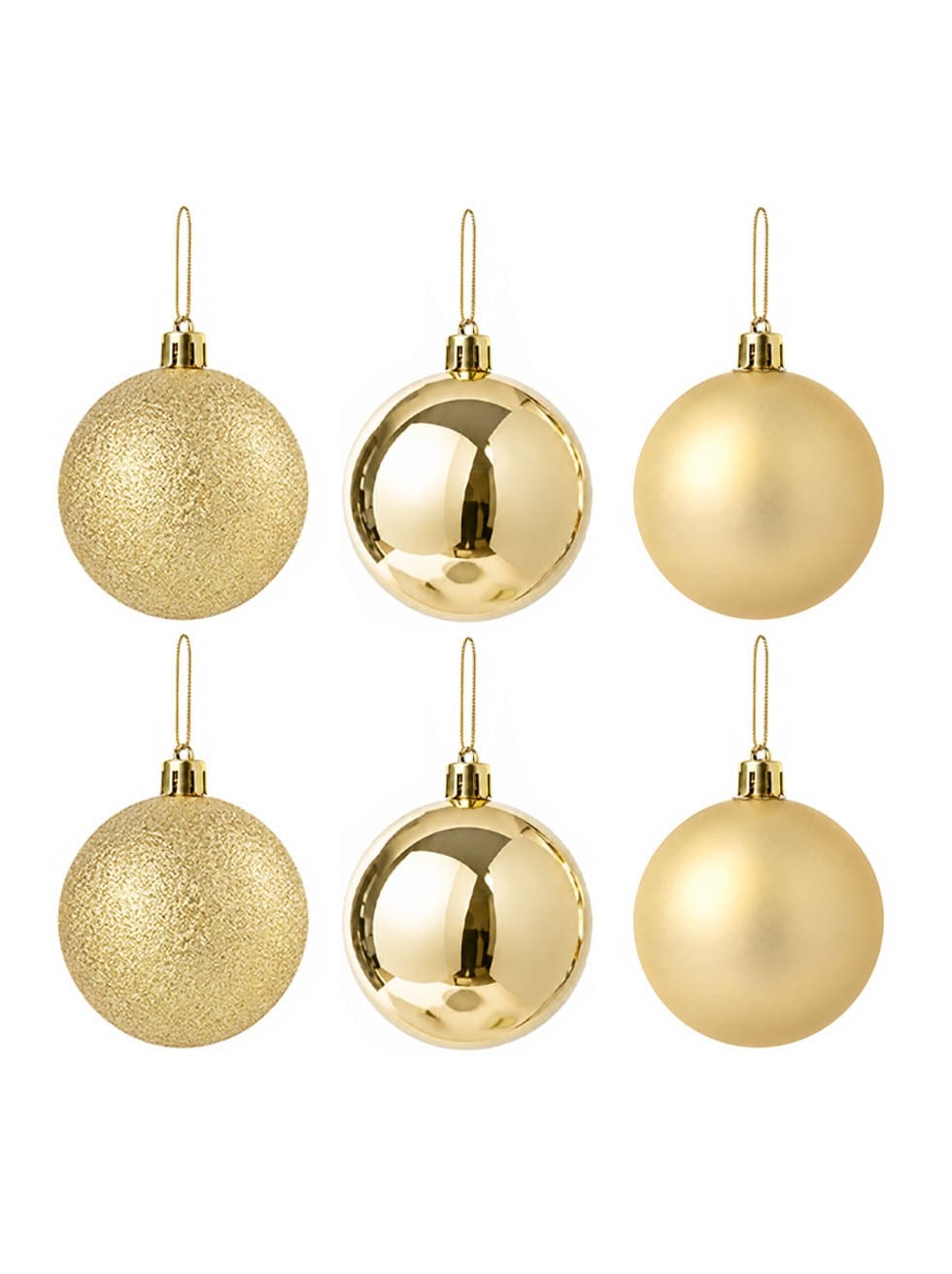 Gold Yılbaşı Topu 8 cm 6lı – Mat, Parlak ve Simli Çam Ağacı Süsü