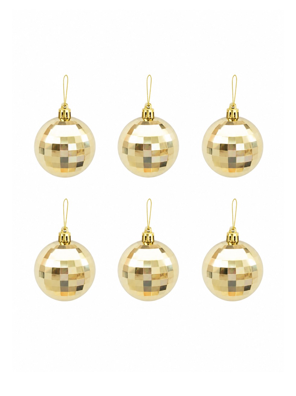 Yılbaşı Topları Disko Topu Görünümlü Çam Ağacı Süsleri Gold 5 cm 6lı
