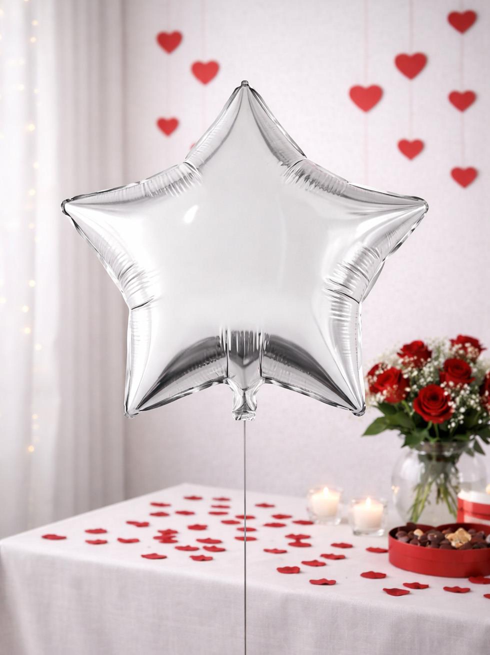 Yıldız Folyo Balon Doğum Günü Parti Balonu Gümüş 18 inc- 45 cm