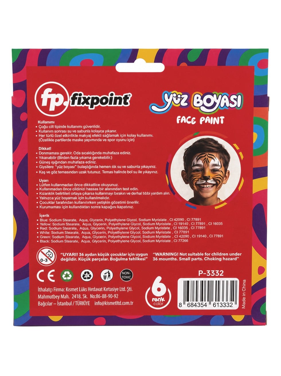 Yüz Boyama Kalemi Seti 6 Canlı Renk Kolay Temizlenebilir Çocuk Yüz Boyası Face Paint