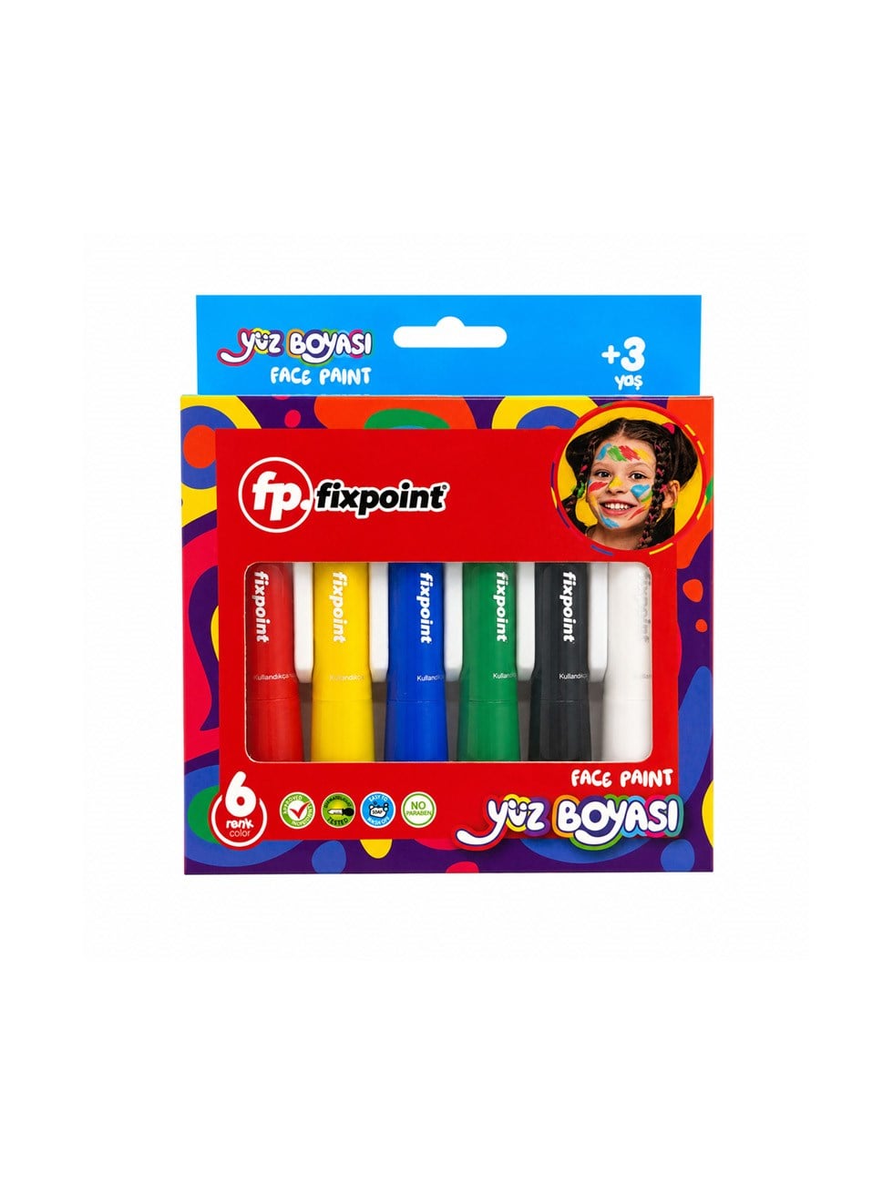 Yüz Boyama Kalemi Seti 6 Canlı Renk Kolay Temizlenebilir Çocuk Yüz Boyası Face Paint