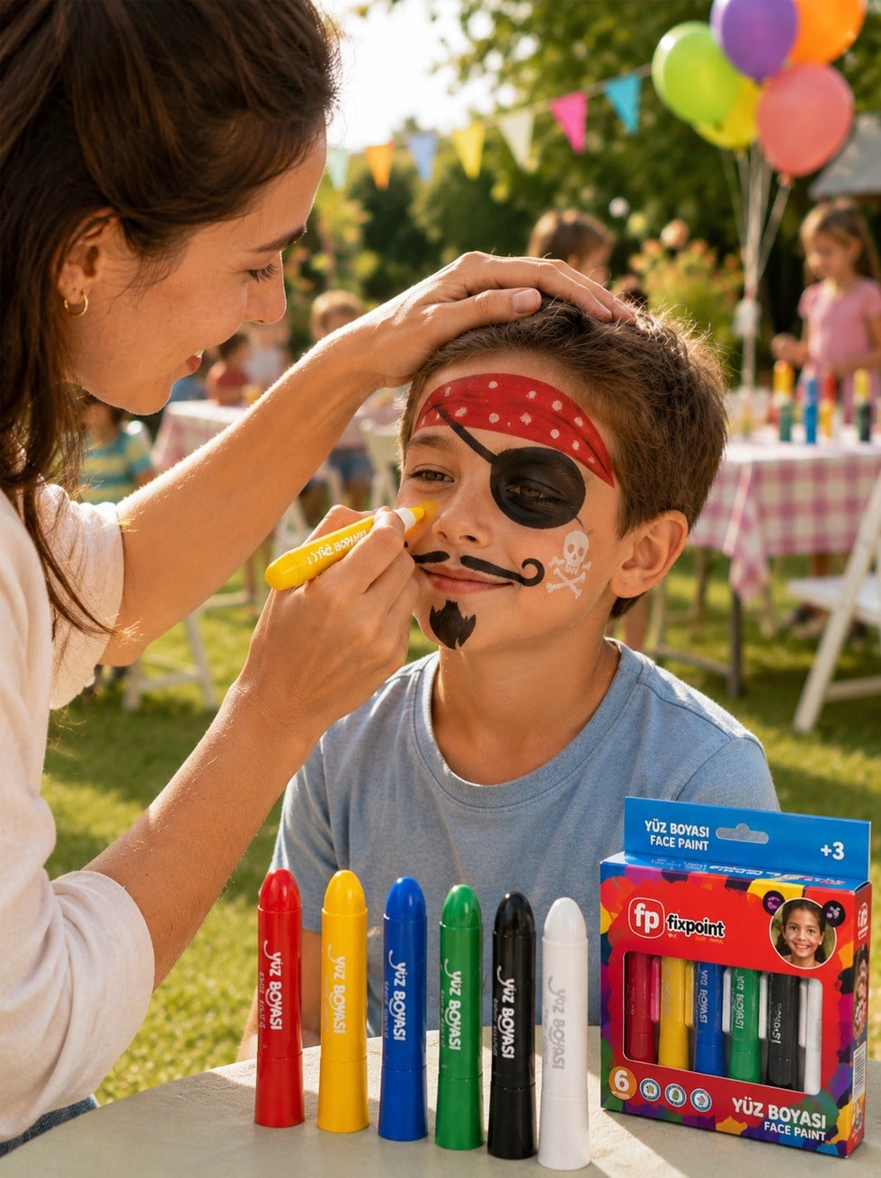 Yüz Boyama Kalemi Seti 6 Canlı Renk Kolay Temizlenebilir Çocuk Yüz Boyası Face Paint