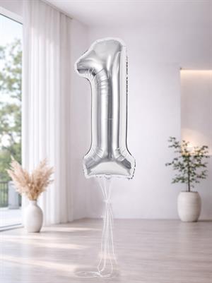  Rakam Folyo Balon 1 Rakam Gümüş 1 Yaş Doğum Günü Parti Balonu 76 cm