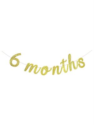 Yarım Yaş 6 Months Yazı Altın Simli Banner