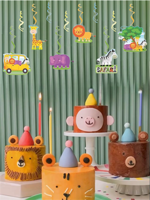 Safari Konseptli Tavan Sarkıt Süs Asılabilir Süs Doğum Günü Süsü