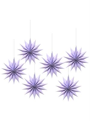 Kutup Yıldızı Tavan Sarkıt Süsü 3 Boyutlu Dekoratif Parti Süsü Lila 6lı