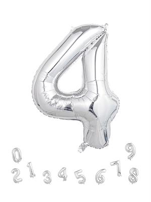 Rakam Folyo Balon Doğum Günü Parti Balonu 4 Gümüş Renk 76 cm