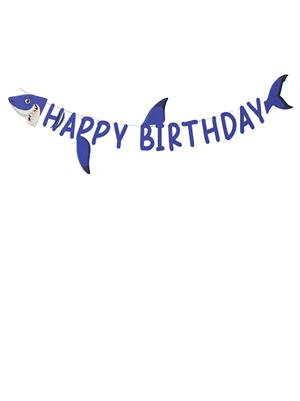 Köpek Balığı Deniz Temalı Happy Birthday Yazı Banner Doğum Günü Parti Süsü