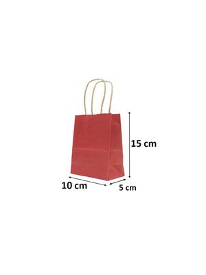 Karton Çanta Alışveriş Çantası Hediye Çantası Kırmızı 10x15 cm 12li