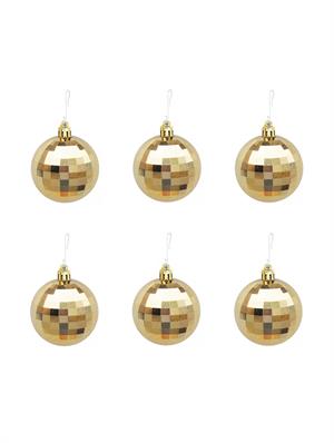 Yılbaşı Topları Disko Topu Görünümlü Çam Ağacı Süsleri Gold 5 cm 6lı