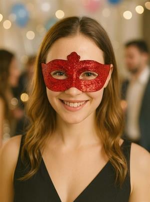 Simli Parti Maskesi Balo Parti Kostüm Aksesuarı Maske Kırmızı