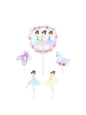 Balerin Temalı Kürdan Figürlü Cupcake Kürdanı Pasta Süsü 5li