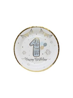1 Yaş Tabak Mavi-Gold 6Lı