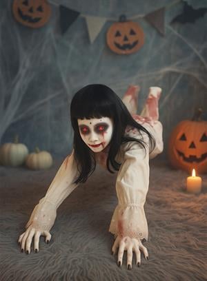 Cadılar Bayramı Sürünen Ölü Gelin Hareketli Halloween Parti Dekoru