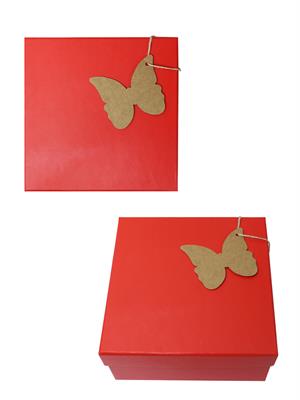 Kraft Hediye Paketi Etiketi Jüt İpli Kelebek 12li