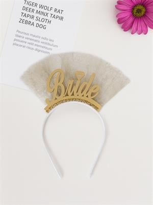 Bride Taç Bekarlığa Veda Parti Tacı Tüllü Altın Pleksi