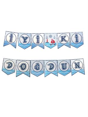 Denizci Temalı İyi Ki Doğdun Yazı Banner Doğum Günü Parti Süsü