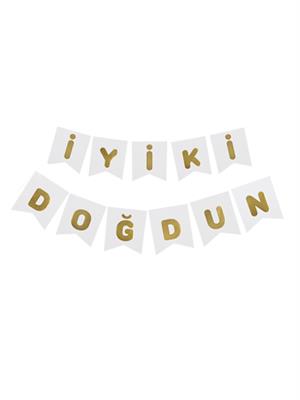 İyi Ki Doğdun Beyaz-Altın Yazı