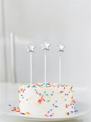 Yıldız Şekilli Pasta Mumu Metalik Gümüş