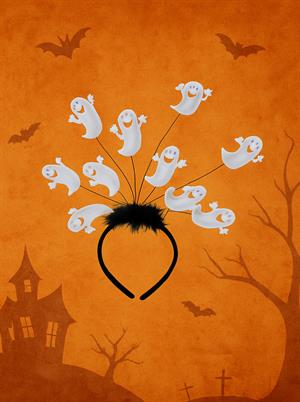 Halloween Parti Tacı Hayalet Figürlü Cadılar Bayramı Aksesuarı Beyaz