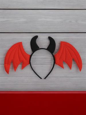 Cadılar Bayramı Yarasa Kanatlı Şeytan Taç Halloween Aksesuarı Kırmızı