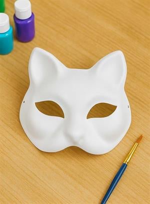 Boyanabilir Karton Maske Hobi ve Etkinlik Maskesi Dıy Kedi Surat Maske