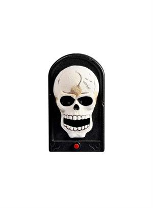 Cadılar Bayramı Kuru Kafa Figürlü Kapı Zili Halloween Işıklı Sesli Parti Dekoru Siyah