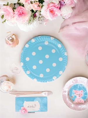 Karton Tabak Mavi Puantiyeli 8Li