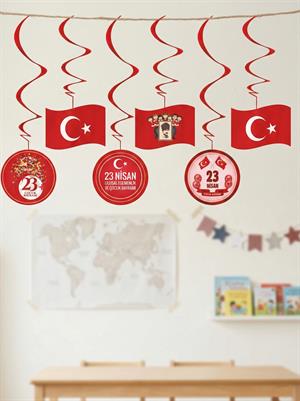 23 Nisan Tavan Sarkıt Süs Seti – Milli Bayram Dekoru 6 lı