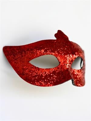 Simli Parti Maskesi Balo Parti Kostüm Aksesuarı Maske Kırmızı