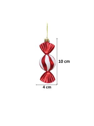 Yılbaşı Ağaç Süsü Kırmızı-Beyaz Şeker Figürlü 10 cm 2li Set