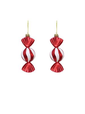 Yılbaşı Ağaç Süsü Kırmızı-Beyaz Şeker Figürlü 10 cm 2li Set