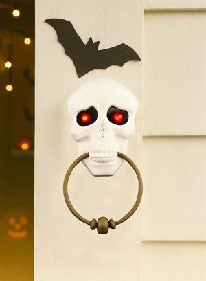 Halloween Kuru Kafa Kapı Zili Işıklı Sesli Cadılar Bayramı Parti Dekoru Beyaz