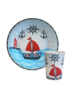 Denizci Temalı Karton Tabak Bardak Set 
