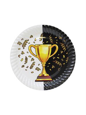 Siyah Beyaz Taraftar Kupa Temalı Karton Tabak Bardak Set 8li