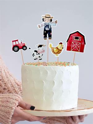 Çiftlik Hayvanları Temalı Kürdan Cupcake Kürdanı Pasta Süsü 10lu