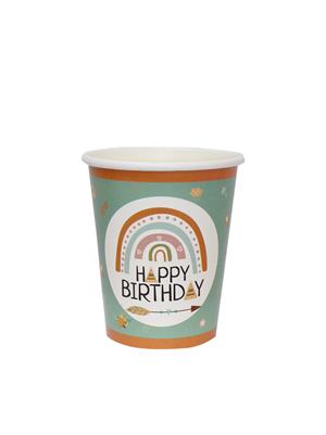 Retro Temalı Bardak Karton Doğum Günü Parti Bardağı 8li